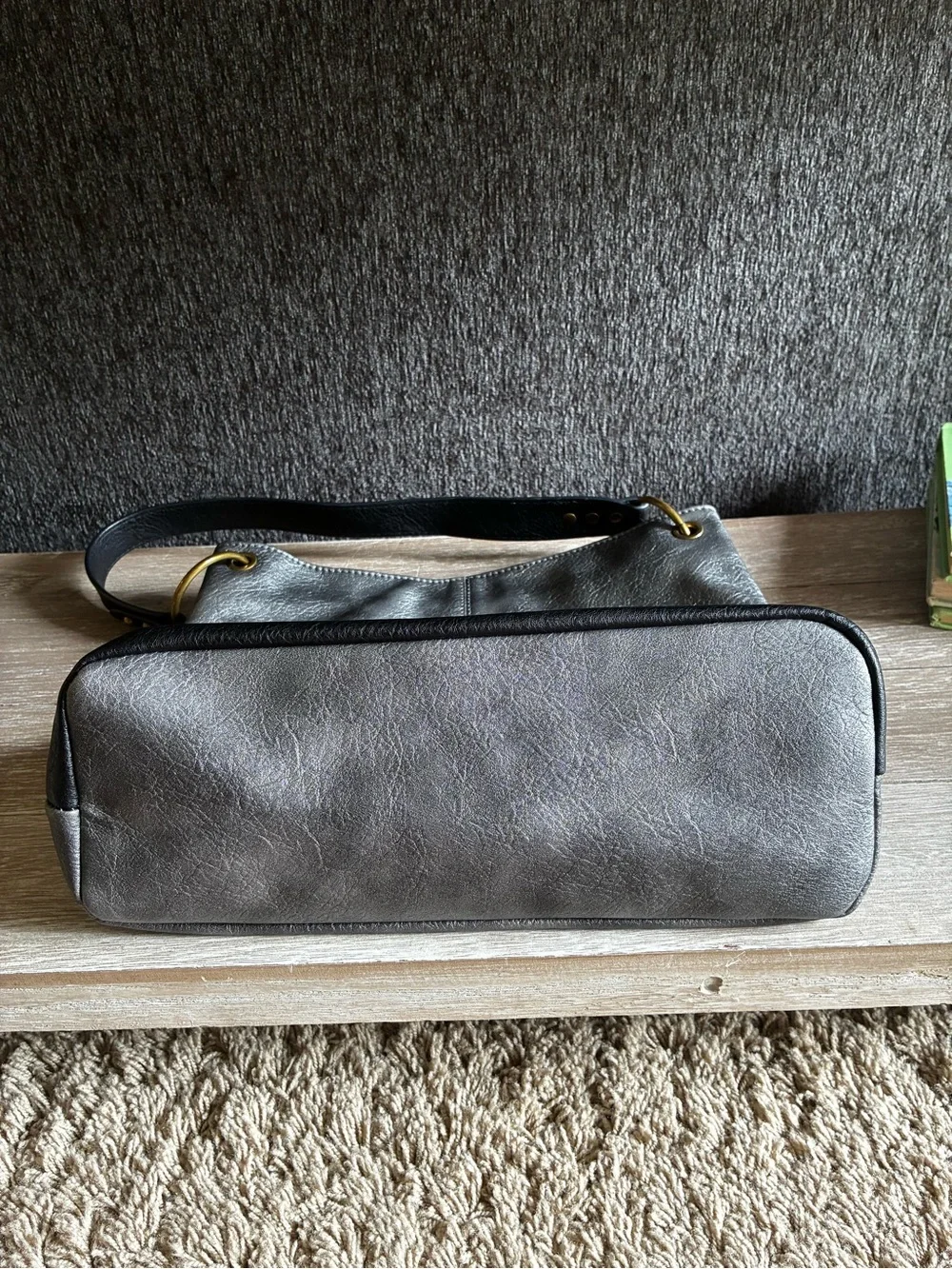 Montana West Gray and Black Shoulder Bag with Gold Accents